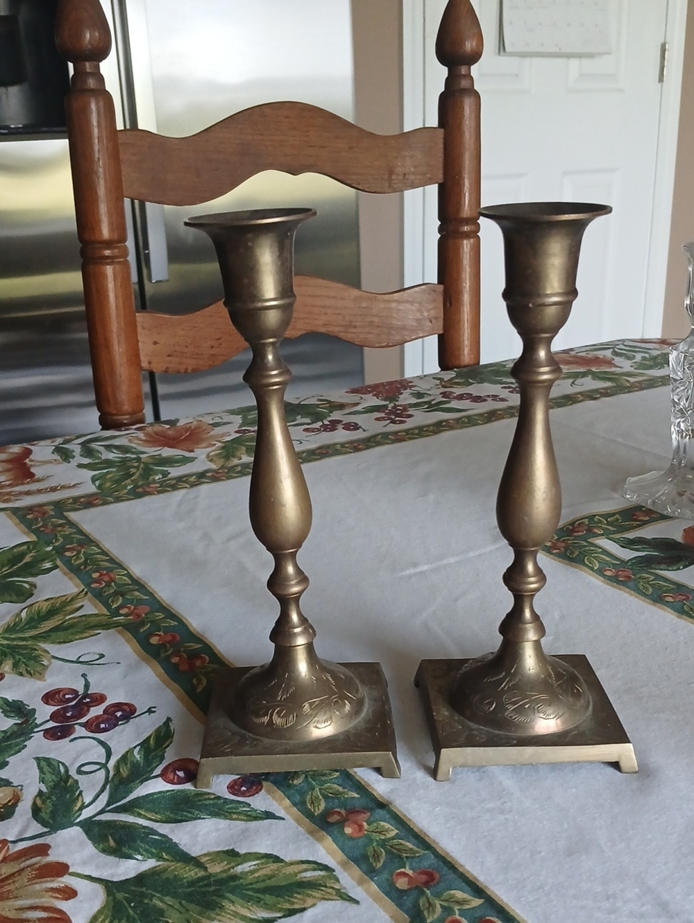 Antique-Style Brass Candlestick Pair